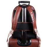 McKlein Pebble Grain Calfskin Leather, Dual Compartment Laptop Backpack, Brown (88554)