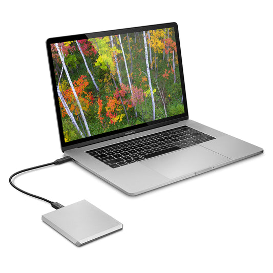 LaCie Mobile Drive 1TB External Hard Drive HDD - Moon Silver USB-C USB 3.0 Thunderbolt 3, for Mac and PC Computer Desktop Workstation Laptop (STHG1000400)