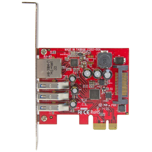 STARTECH 3 Port PCI Express USB 3.0 Card Plus Gigabit Ethernet, Fits Standard and Low-Profile PCs UASP Supported, Optional SATA Power PEXUSB3S3GE