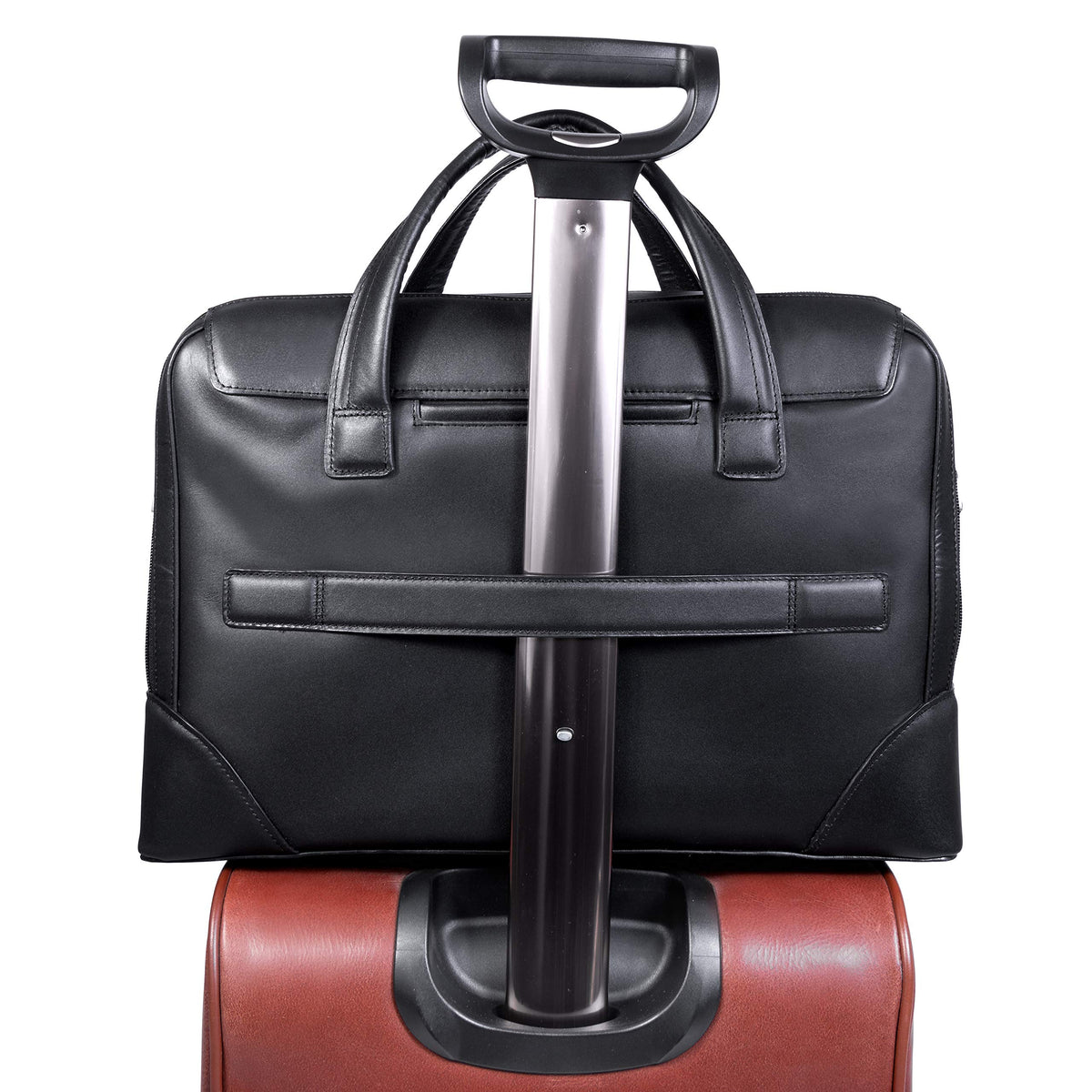 McKlein Harpswell, Top Grain Cowhide Leather, Dual Compartment Laptop Briefcase, Black (88565)