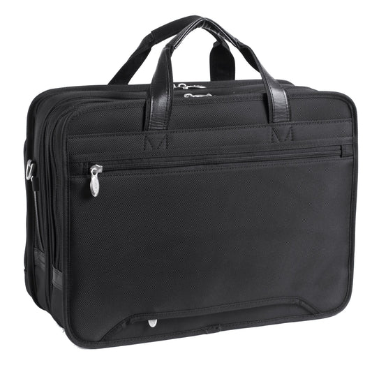 McKlein 73985 USA Walton 17" Nylon Expandable Double Compartment Laptop Briefcase W/Removable Sleeve Black
