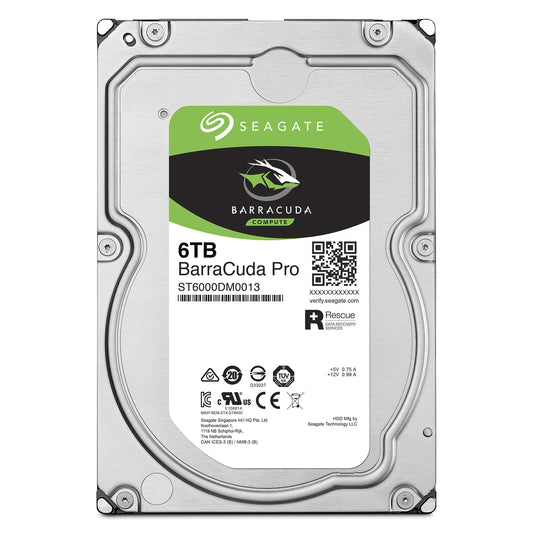 Seagate BarraCuda Pro Performance Internal Hard Drive SATA HDD 6TB 6GB/s 128MB Cache 3.5-Inch (ST6000DM004)