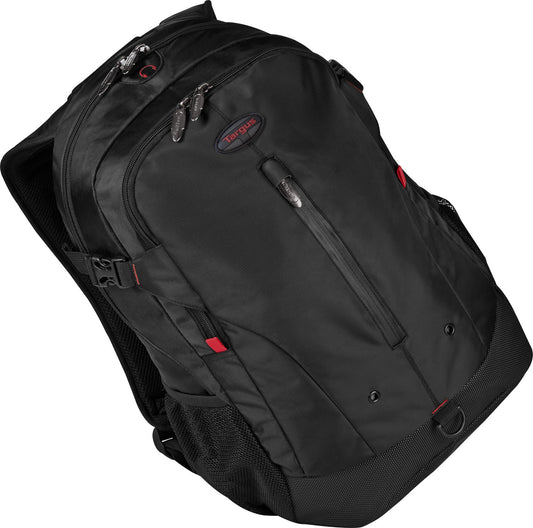 Targus Terra XL Business Travel Commuter with Laptop Sleeve Designed for 16-Inch Notebooks Backapck, Black/Red Accents (TSB226US)