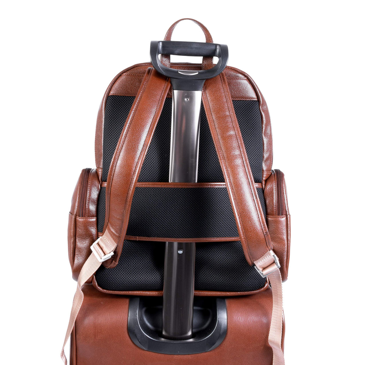 McKlein S Series, Cumberland, Pebble Grain Calfskin Leather, Dual Compartment Laptop Backpack, Brown (88364)