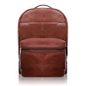 McKlein Pebble Grain Calfskin Leather, Dual Compartment Laptop Backpack, Brown (88554)