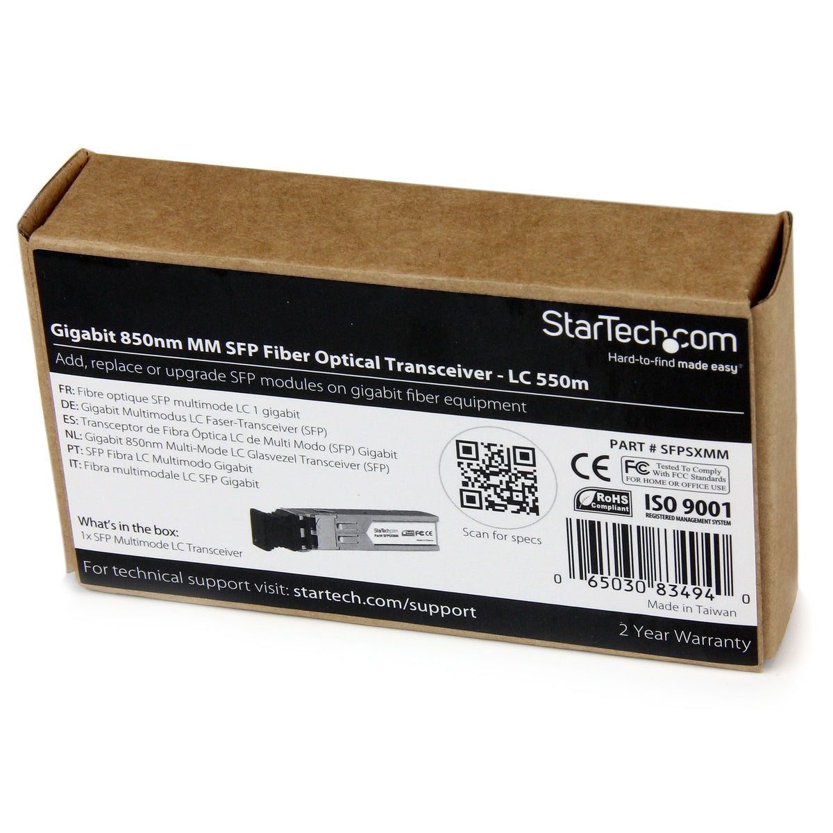 StarTech.com 10GBase-SR SFP Module - Gigabit SFP - Fiber Optical Transceiver - LC Fiber - 550 m - Multimode SFP - 1G SFP