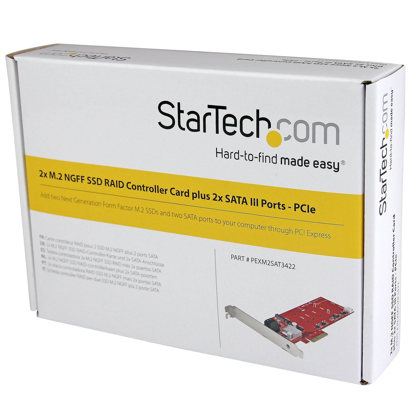 Startech.Com PEXM2SAT3422StarTech.Com 2x M.2 NGFF SSD RAID Controller Card Plus 2x SATA III Ports, PCIe