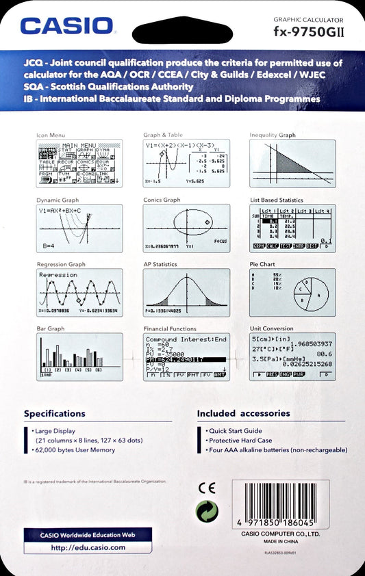 Casio Graphing Calculator - Blue (FX9750GII)