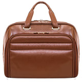 McKlein 86594 USA Springfield 15" Leather Fly-Through Checkpoint-Friendly Laptop Briefcase Brown