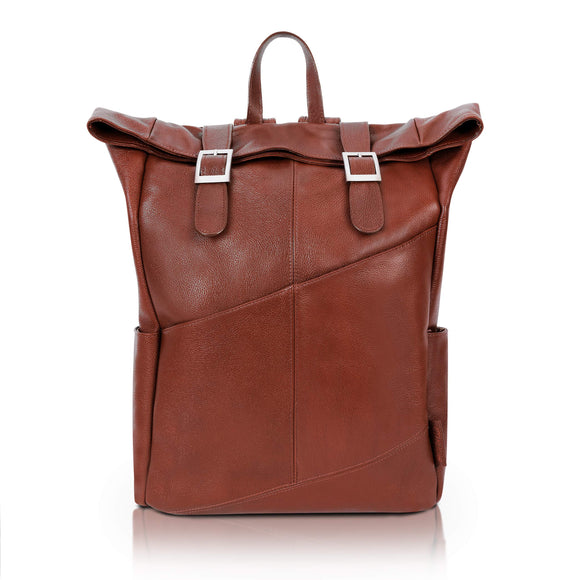 McKlein Pebble Grain Calfskin Leather, Dual Access Laptop Backpack, Brown (88734)