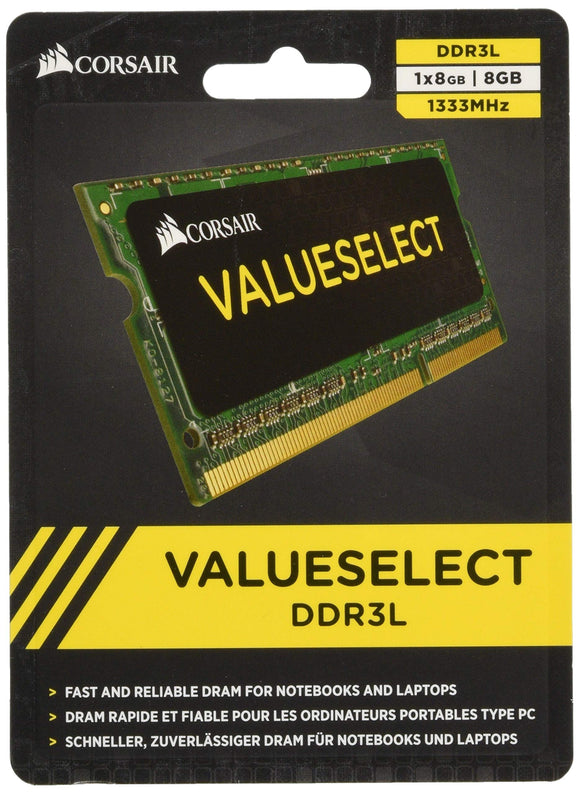 Corsair 8GB (1x8GB) 1333MHz PC-10600 204-Pin DDR3 SODIMM Laptop Memory (CMSO8GX3M1C1333C9)