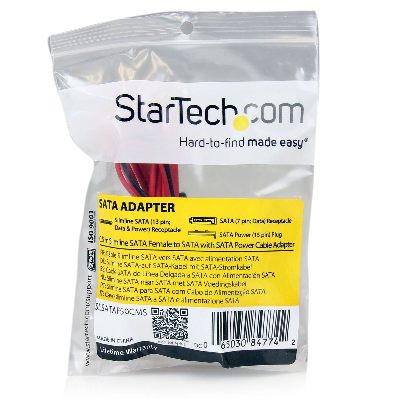 StarTech.com SLSATAF50CMS 0.5m Slimline SATA Female to SATA with SATA Power Cable Adapter