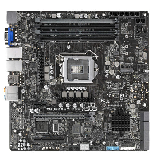 ASUS LGA1151 ECC DDR4 M.2 C246 Server Workstation Micro ATX Motherboard for 8th Generation Intel Core Motherboards WS C246M PRO