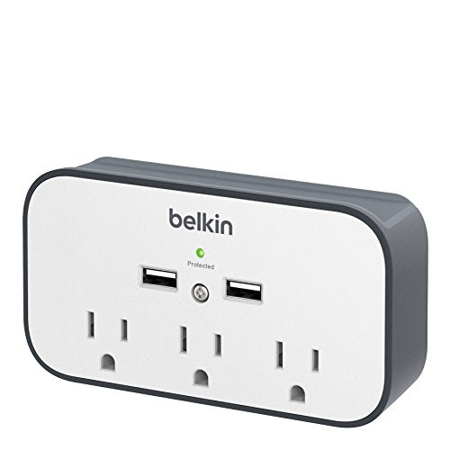 Belkin BSV300ttCW 3-Outlet Wall Mount Cradle Surge Protector with Dual USB Charging Ports (2.4 Amp Total)