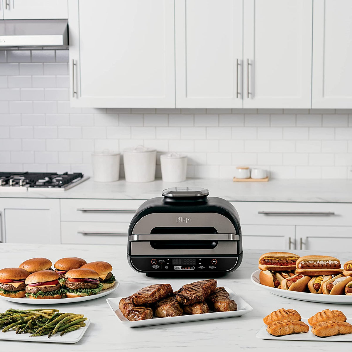 Ninja Bg500c, Foodi Xl 5-in-1 Indoor Grill With 4-quart (3.8l) Air Fryer, Roast, Bake, & Dehydrate