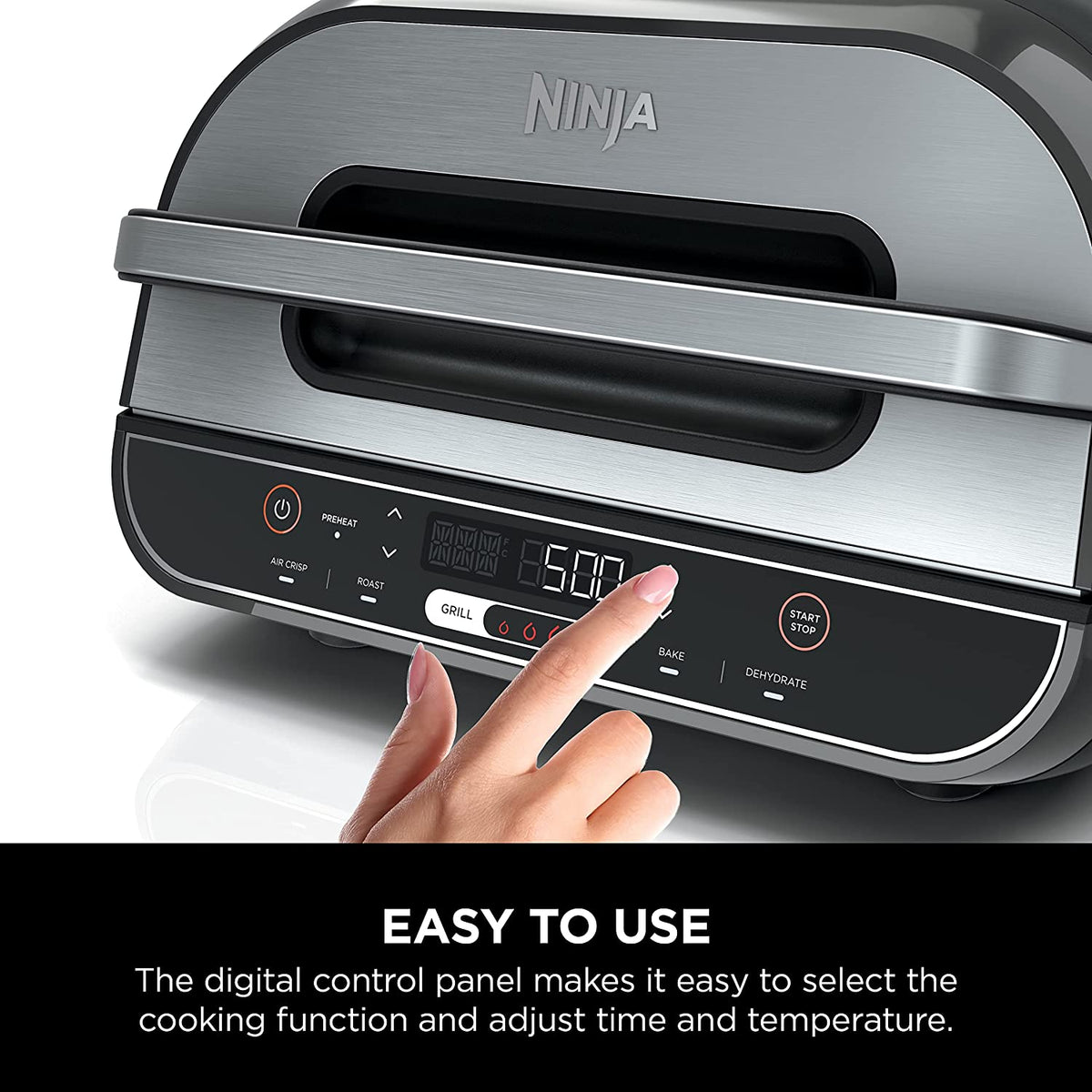 Ninja Bg500c, Foodi Xl 5-in-1 Indoor Grill With 4-quart (3.8l) Air Fryer, Roast, Bake, & Dehydrate