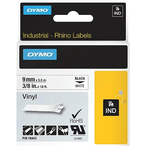 DYMO RHINO LBL VINYL 3/8 WHT