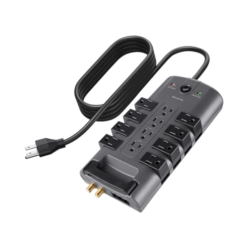 12OUTLET SURGE PROTECTORPIVOTPLUG 8FT CORD