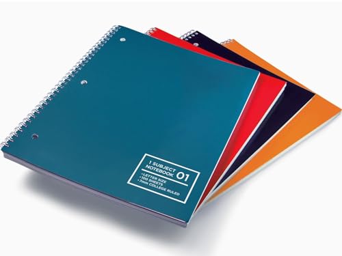 Notebook - Single Subject - Lined Notebooks 1-4 - 4 Colors - 4 PK multi ling