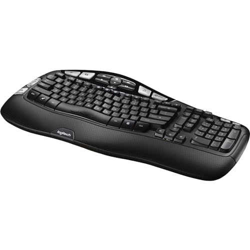 Logitech 920-001996 Model K350 Wireless Keyboard, Black, Wave-shaped Key Frame, Advanced 2.4 GHz Wireless, Curve Appeal, Cushy Cushion, Adjustable Keyboard Height, Programmable Keys (Like New)