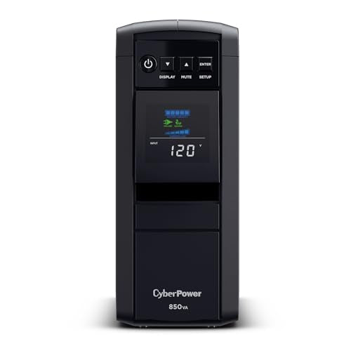 CyberPower CP850PFCLCD PFC Sinewave UPS System, 850VA/510W, 10 Outlets, AVR, Mini-Tower
