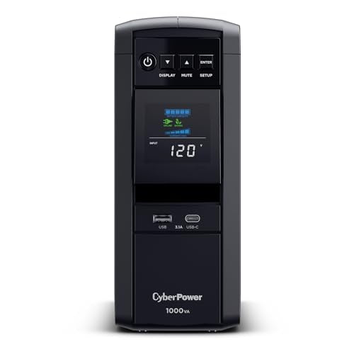 1000VA CP PFC UPS ADAP SINEWAVE 10OUT 15A LCD AVR RJ11/45/COAX 3YR (Like New)