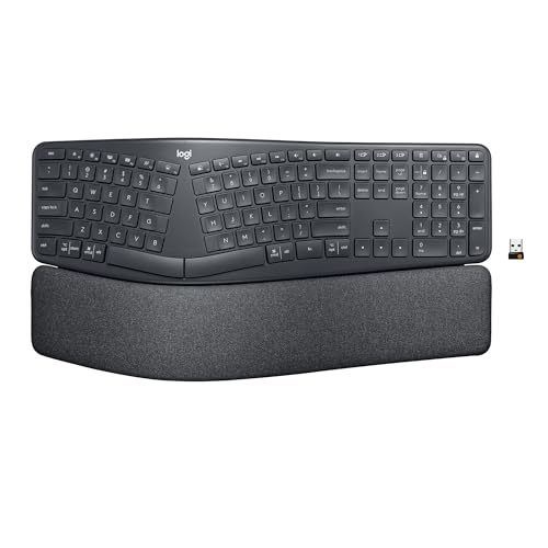 Logitech Ergo K860 Wireless Ergonomic Keyboard with Wrist Rest - Split Keyboard Layout for Windows/Mac, Bluetooth or USB Connectivity
