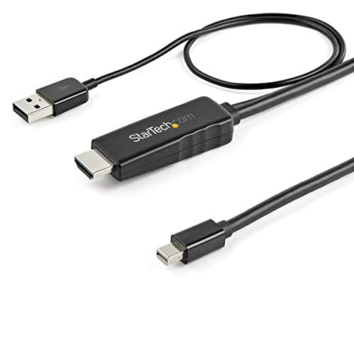 StarTech.com 6ft (2m) HDMI to Mini DisplayPort Cable 4K 30Hz - Active HDMI to mDP Adapter Cable with Audio - USB Powered - Video Converter