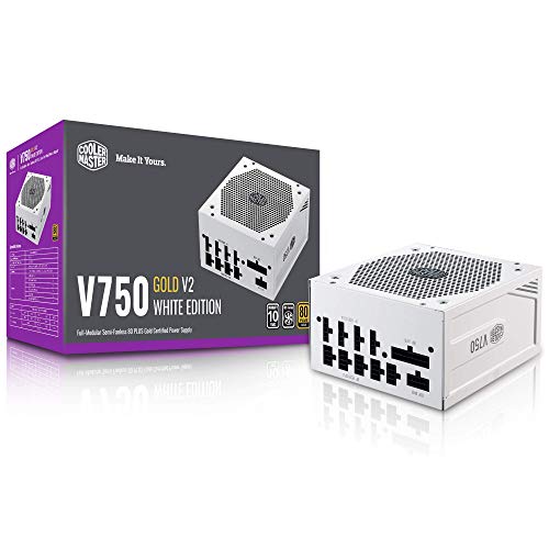 COOLER MASTER POWER SUPPLY MPY-750V-AGBAG-US V2 GOLD 750W 80 PLUS GOLD FULL MODULAR WHITE RETAIL (Like New)