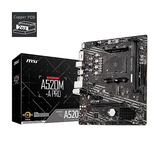 MSI MB A520M-A PRO AMD SOCKET AM4 RYZEN A520 MAX64G DR4 DVI-D HDMI MATX RATAIL