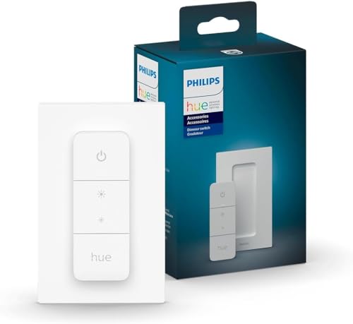 Philips Hue v2 Smart Dimmer Switch and Remote, Installation-Free, Smart Home, Exclusively for Philips Hue Smart Lights (2021 Version), white (562777)
