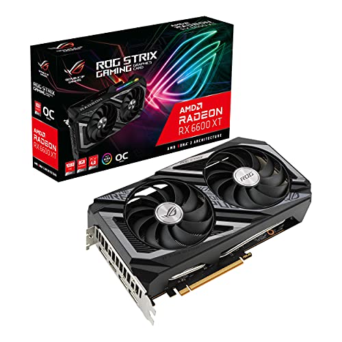 ASUS ROG Strix AMD Radeon RX 6600 XT OC Edition Gaming Graphics Card (AMD RDNA 2, PCIe 4.0, 8GB GDDR6, HDMI 2.1, DisplayPort 1.4a, Axial-tech Fan Design, Super Alloy Power II, GPU Tweak II)