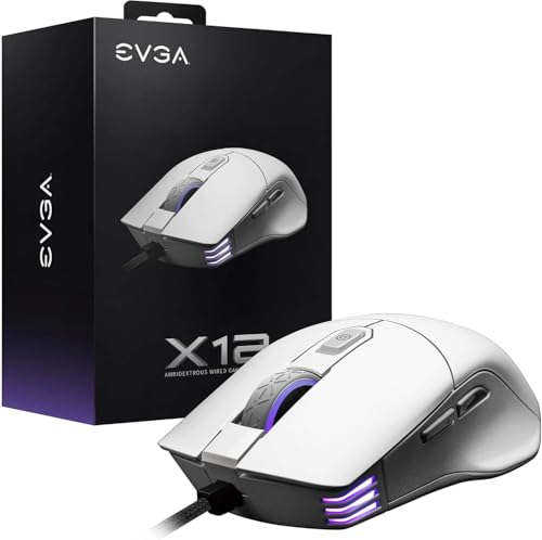 EVGA MOUSE 905-W1-12WH-KR X12 GAMING MOUSE 8K WIRED WHITE CUSTOMIZABLE RETAIL