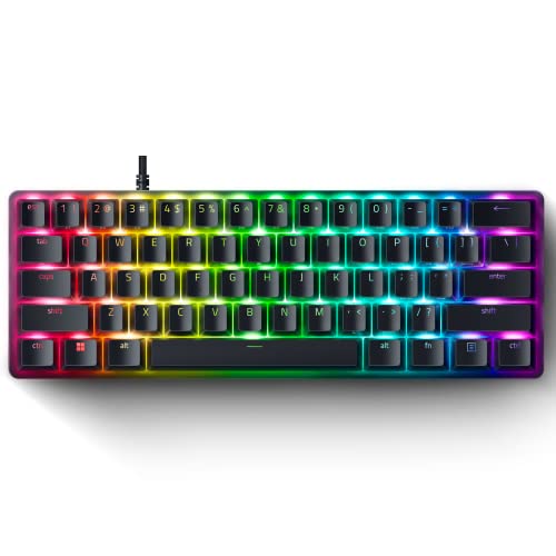 Razer Huntsman Mini 60% Gaming Keyboard: Analog Optical Switches - Doubleshot PBT Keycaps - Chroma RGB - Onboard Memory - Portable 60 Percent Form Factor - Detachable Type-C Cable - Classic Black (Like New)