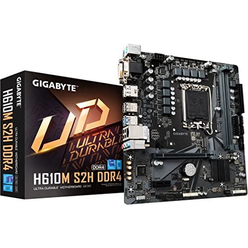 GIGABYTE MOTHERBOARD H610M S2H DDR4 H610 LGA1700 MAX64GB DDR4 MICRO ATX RETAIL (Like New)