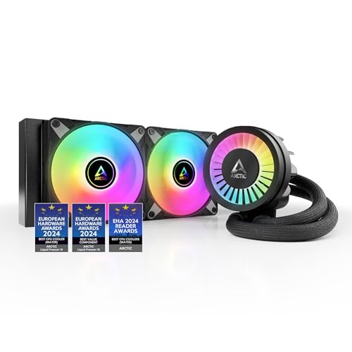 ARCTIC Liquid Freezer III 240 A-RGB - Water Cooling PC, AIO CPU Water Cooler, Intel & AMD, Efficient PWM-Controlled Pump, Fan: 200-2000 RPM, LGA1851 und LGA1700 Contact Frame - Black