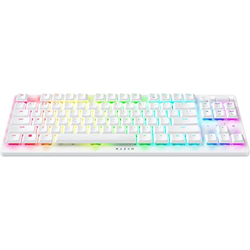 Razer DeathStalker V2 Pro TKL Wireless Gaming Keyboard: Low-Profile Optical Switches - Linear Red - HyperSpeed Wireless & Bluetooth 5.0-50 Hr Battery - Ultra-Durable Coated Keycaps - RGB - White (Like New)