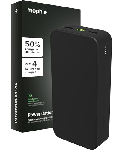 mophie - Powerstation XL PD (Fast Charge) 20,000 mAh Portable Charger for Most USB-Enabled Devices - Black