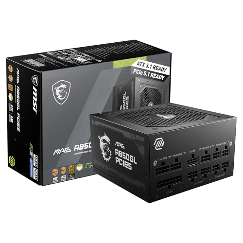 MSI POWER SUPPLY MAGA850GLPCIE5 MAG A850GL PCIE5 850W 80PLUS GOLD FULLY-MODULAR ATX3.0 RETAIL