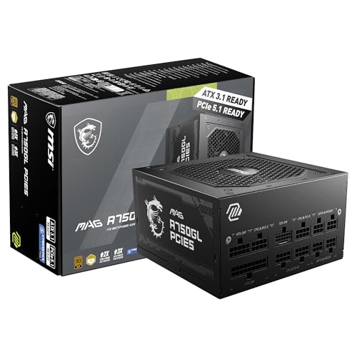 MSI POWER SUPPLY MAGA750GLPCIE5 MAG A750GL PCIE5 750W 80PLUS GOLD FULLY-MODULAR ATX3.0 RETAIL