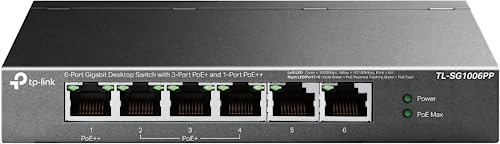 TP-LINK SWT TL-SG1006PP 6PT GIGABIT DESKTOP SWITCH WITH 3PT POE+ 1PT POE++ RTL