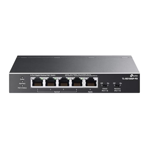 TP-LINK SWT TL-SG1005P-PD 5PT GIGABIT DESKTOP SWT W 1PT POE++IN & 4PT POE+OUT