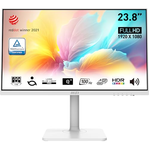 MSI 24 IN WHITE IPS FHD 16:9 100HZ HDMI 1.4 USB-C TILT SWIVEL HEIGHT PIVOT SPEAK