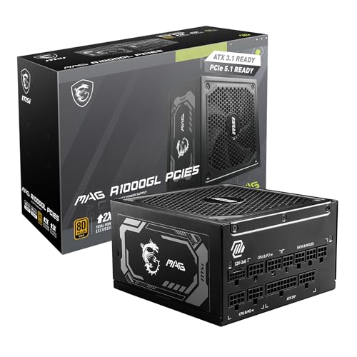 MSI PS MAG A1000GL PCIE5 1000W 80+ GOLD FULLY MODULAR FDB APFC RATAIL