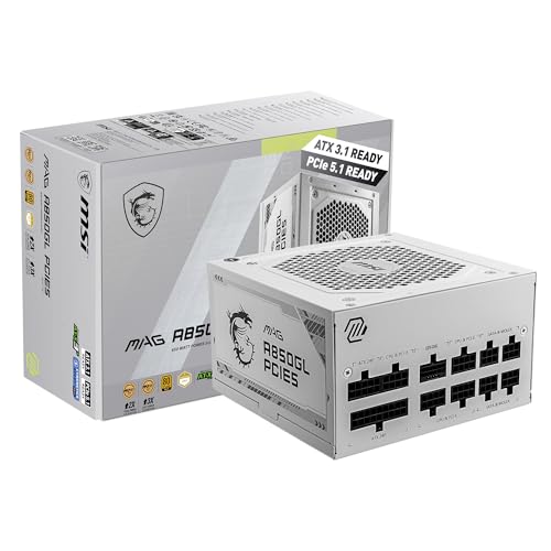 MSI PS MAG A850GL PCIE5 WHITE 850W 80 PLUS GOLD FULLY-MODULAR ACTIVEPFC RETAIL