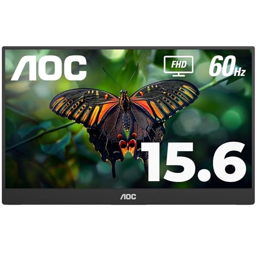 AOC 16T10 15.6 inch USB-C-Powered, Ultra-Slim Portable Monitor, IPS panel, Full HD 1920x1080, Foldable Stan