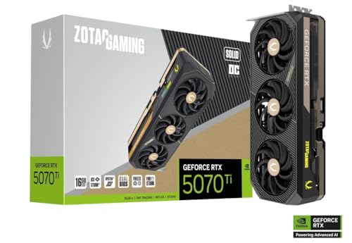 ZOTAC Gaming GeForce RTX 5070 Ti Solid OC DLSS 4 16GB GDDR7 256-bit 28 Gbps PCIE 5.0 Gaming Graphics Card, IceStorm 3.0 Advanced Cooling, Spectra 2.0 ARGB Lighting ZT-B50710J-10P