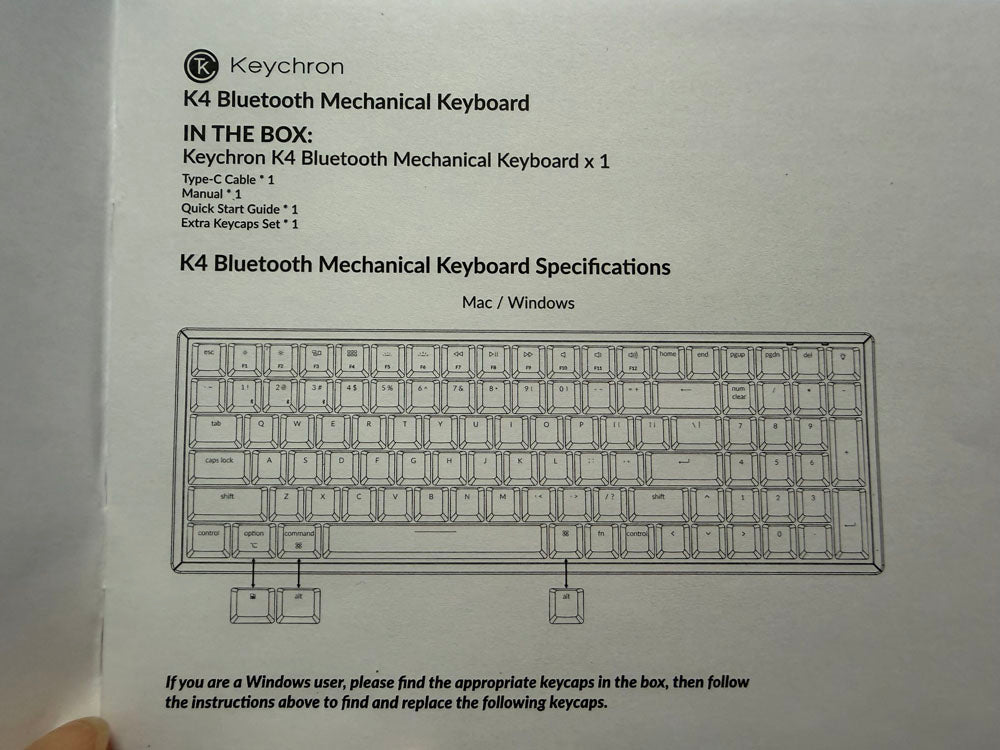 Keychron K4 Bluetooth Mechanical Keyboard, 100-Key Compact Layout, RGB Backlit, Wireless/Wired USB-C, Multi-Device, Mac & Windows Compatible