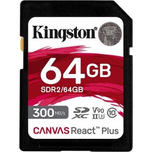 64GB CANVAS REACT + SDXC UHS-II 300R 260W U3 V90 FOR FULL HD 4K 8K