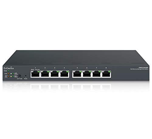 EnGenius EWS2908P 8-Port Gigabit Layer 2 Managed Switch with A 55 W Poe Budget, WLAN Controller an